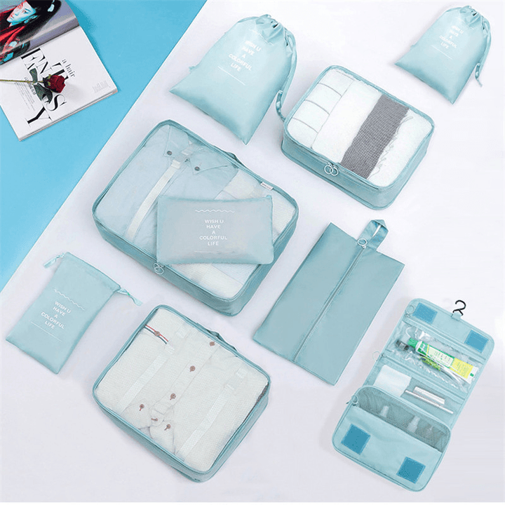 9 PCS Storage Bag Waterproof Traveling Luggage Bag Clothes Storage Bag Laundry Pouch - MRSLM