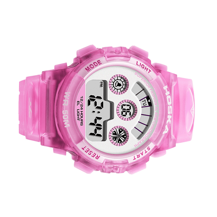 HOSKAS H001S Fresh Pink Blue Color Waterproof Fashion Style Kids Watch Couple Digital Watch - MRSLM