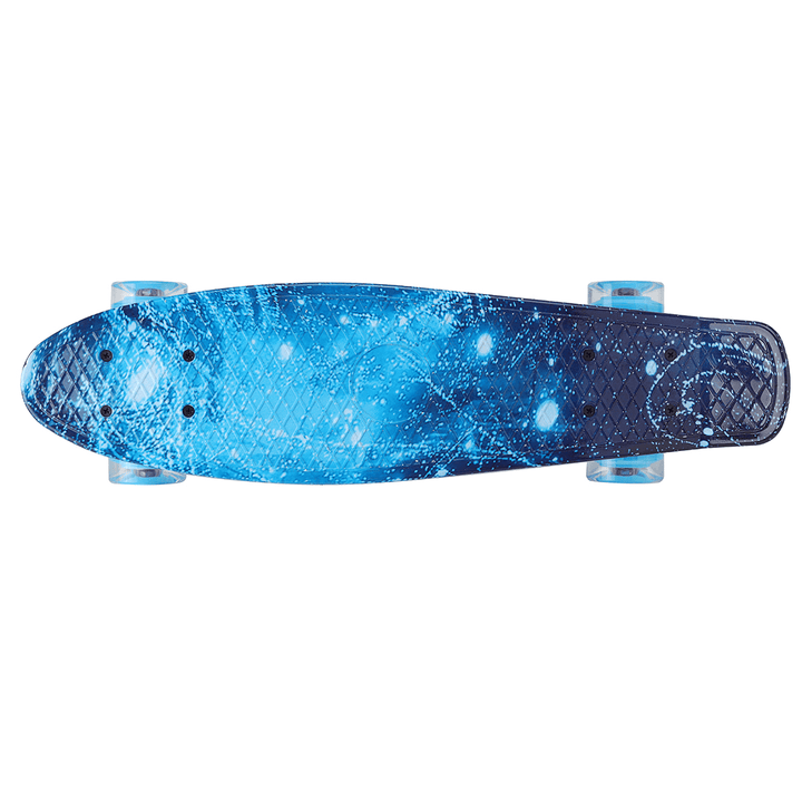 22 Inch Kids Skateboard Portable Mini Cruiser Retro Skate Board for Kids Boys Girls Youths Beginners Load 90Kg with Flashing Wheels - MRSLM