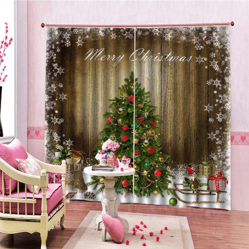 2PCS 3D Print Window Curtain Drapery Door Screen Panel for Christmas Decoration - MRSLM