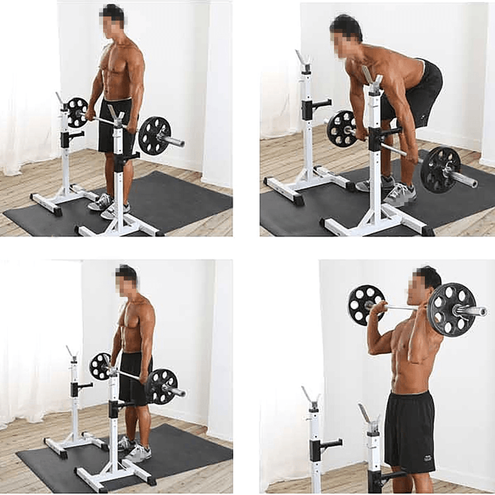 180KG Load Capacity Adjustable Squat Rack Bench Press Weight Lifting Barbell Stand Fitness Gym Barbell Accessories - MRSLM