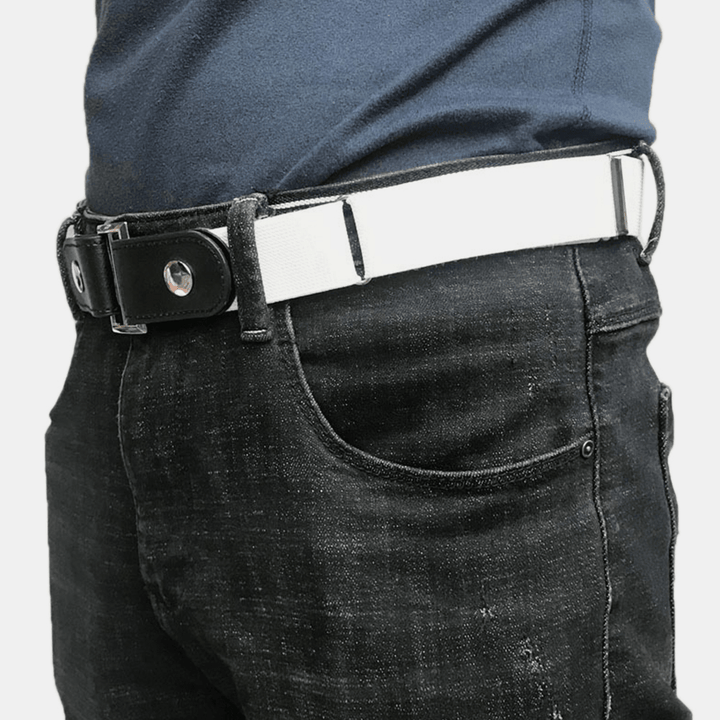 Men PU Leather Adjustable Slim Elastic Invisible Dual-Usage Wild Jeans Belt - MRSLM