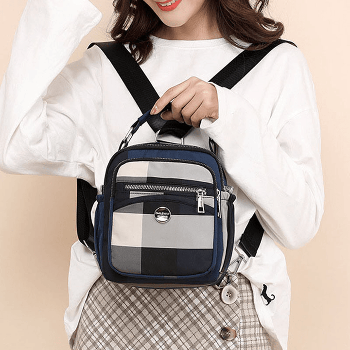 Fashion Canvas Multifunctional Light Weight Backpack Shoulder Bag Crossbody Bag for Women - MRSLM