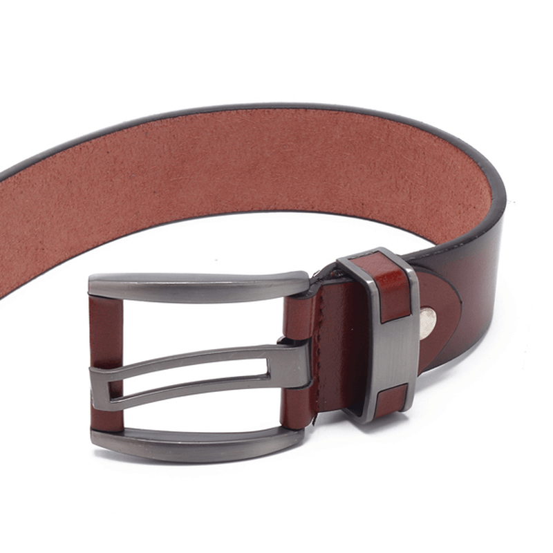 108CM Business Alloy Buckle Leather Belt Plain Waistband - MRSLM