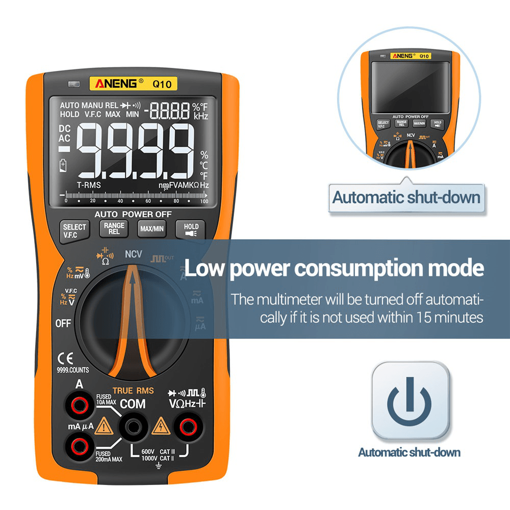 ANENG Q10 Digital Multimeter 9999 Professional Tester Multimeter True RMS Analog DIY Transistor Capacitor NCV Testers Lcr Meter - MRSLM