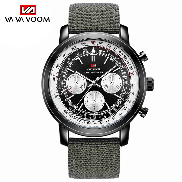 VAVA VOOM VA-207 Business Large Dial Genuine Leather Strap Chronograph Waterproof Men Quartz Watch - MRSLM