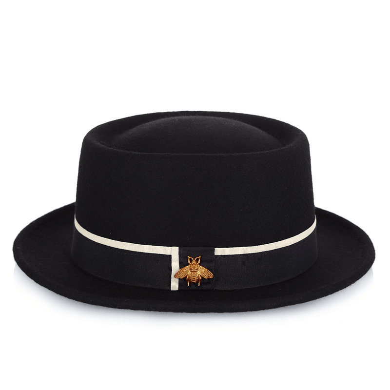 Ladies Pure Wool Ladies Fashion Little Bee Accessories Top Hat - MRSLM