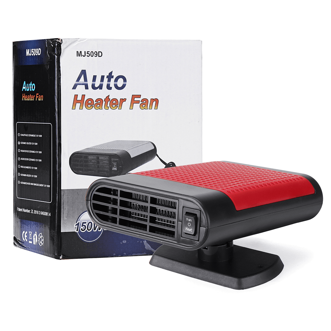 2 in 1 Portable Car Heater Cooler Fan 12V/24V Air Warmer Windscreen Demister Defroster - MRSLM