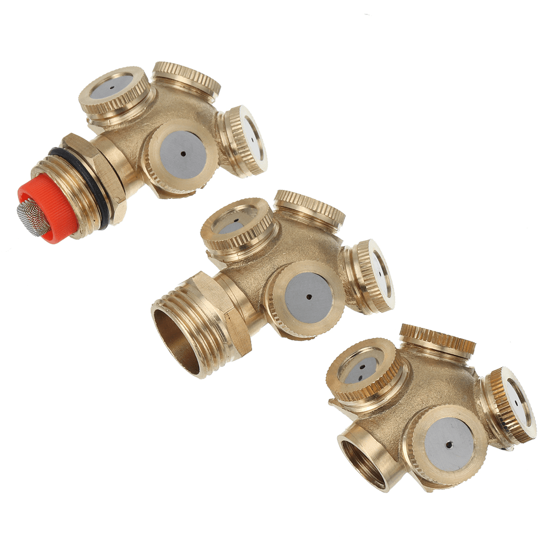 4 Hole Brass Spray Misting Nozzle Garden Sprinkler Irrigation Fitting Adjustable - MRSLM