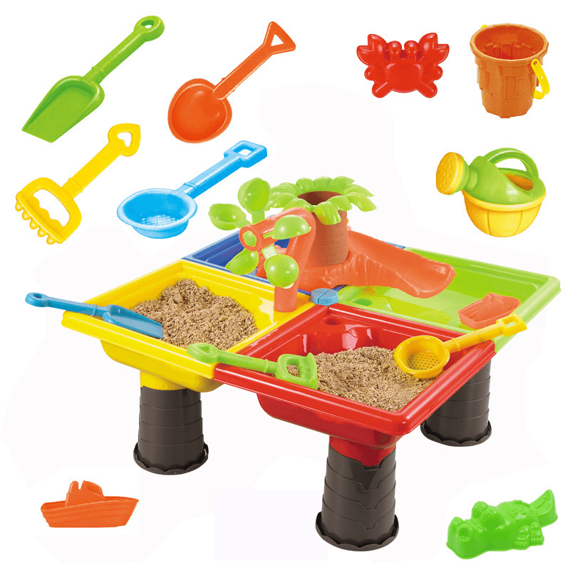 Water Table Set Summer Sand and Water Table Box Baby Kids Children Outdoor Beach Waterwheel Toys Family Play Set - MRSLM