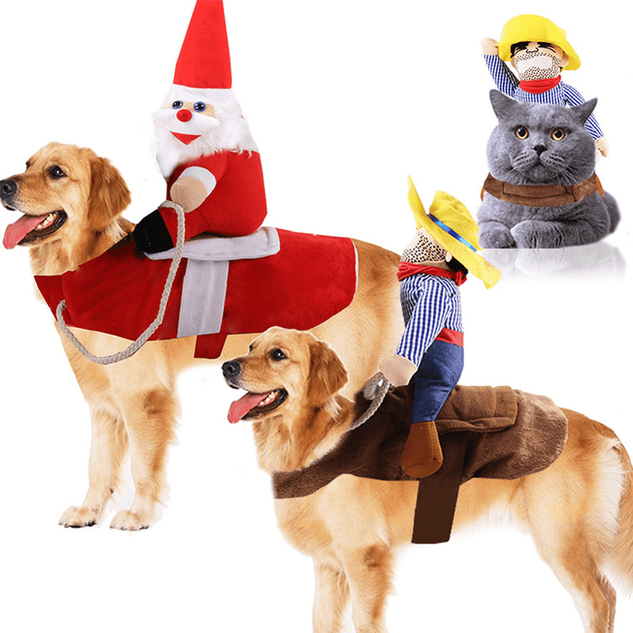 Funny Pet Dog Cat Puppy Costume Halloween Xmas Cowboy Fancy Dress Cute Coat for Dog Cat Pet Clothes - MRSLM