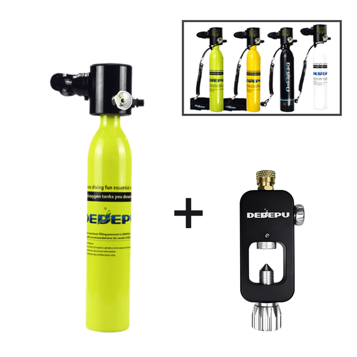 DEDEPU X3000 Scuba Diving Tank Mini Scuba Tank Portable 0.5L Oxygen Cylinder + Converter Snorkeling Respirator Equipment - MRSLM