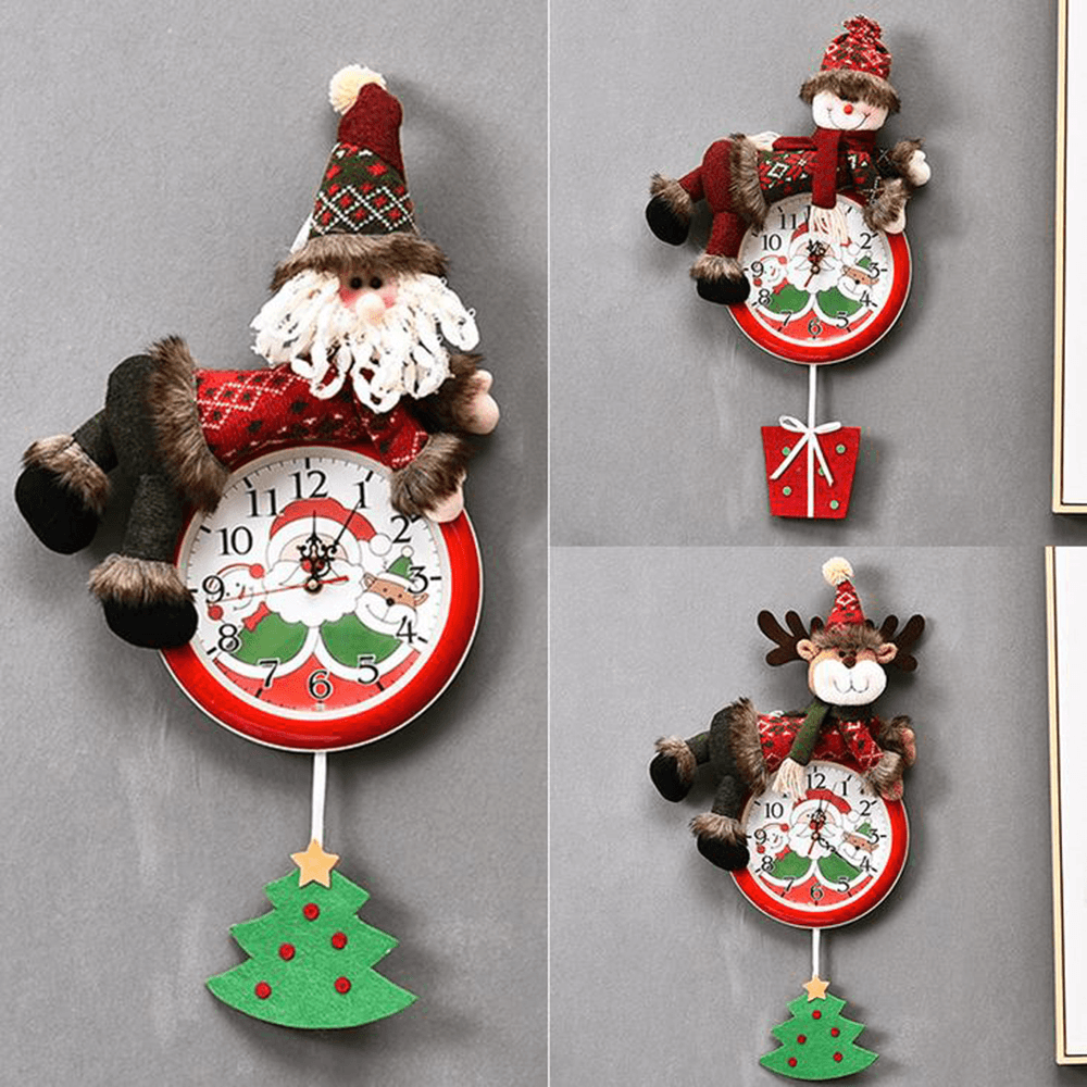 2020 Christmas Wall Hanging Clock New Fashion Battery Powered Needle Clocks Xmas for Home Party Pendant Decor - MRSLM