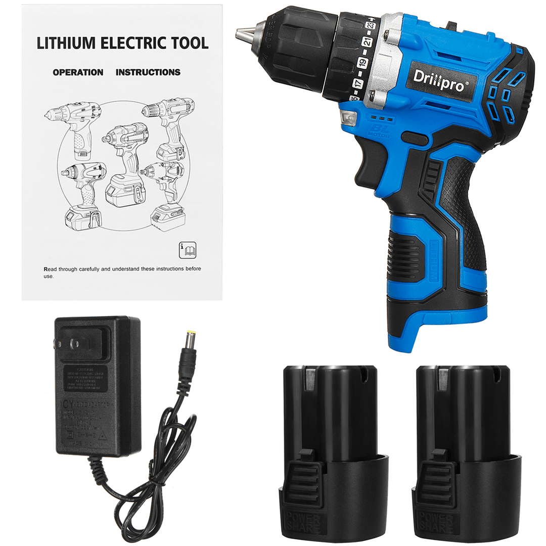 Drillpro 16.8V Mini Brushless Electric Drill Rechargeable Portable Wood Metal Plastic Drilling Tool W/ 1/2 Battery - MRSLM