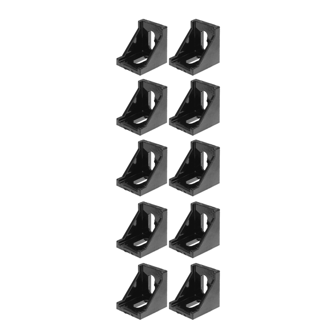 Suleve™ AJ20 10Pcs 2020 Black Aluminium Angle Corner Joint 2020 Series Aluminum Extrusion 20X20Mm Right Angle Bracket Furniture Fittings - MRSLM