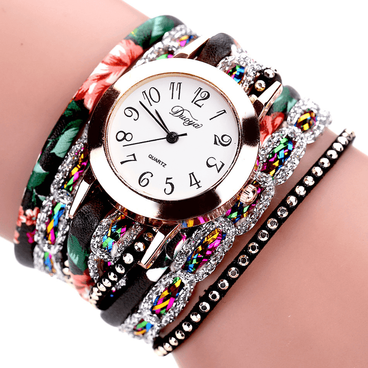 DUOYA Retro Style Women Bracelet Watch Rhinestone Quartz Watch - MRSLM