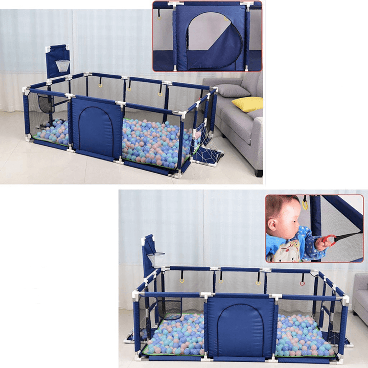 190X129Cm 3 in 1 Baby Playpen Interactive Safety Gate Children Play Yards Tent Basketball Court - MRSLM