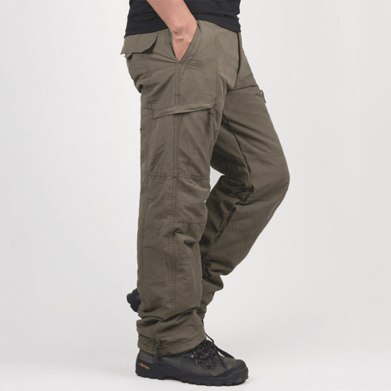 Mens Winter Outdoor Sports Trousers Military Tactical Thick Warm Cargo Pants - MRSLM