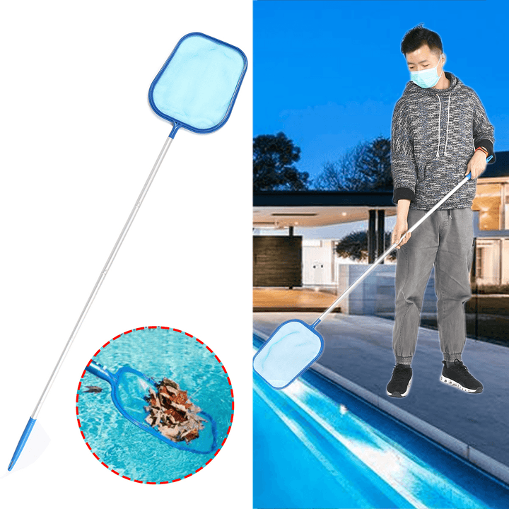 Removable 5 Section Swimming Pool Net Aluminum Telescopic Cleaning Pole Pool Leaf Skimmer Cleaning Tool - MRSLM