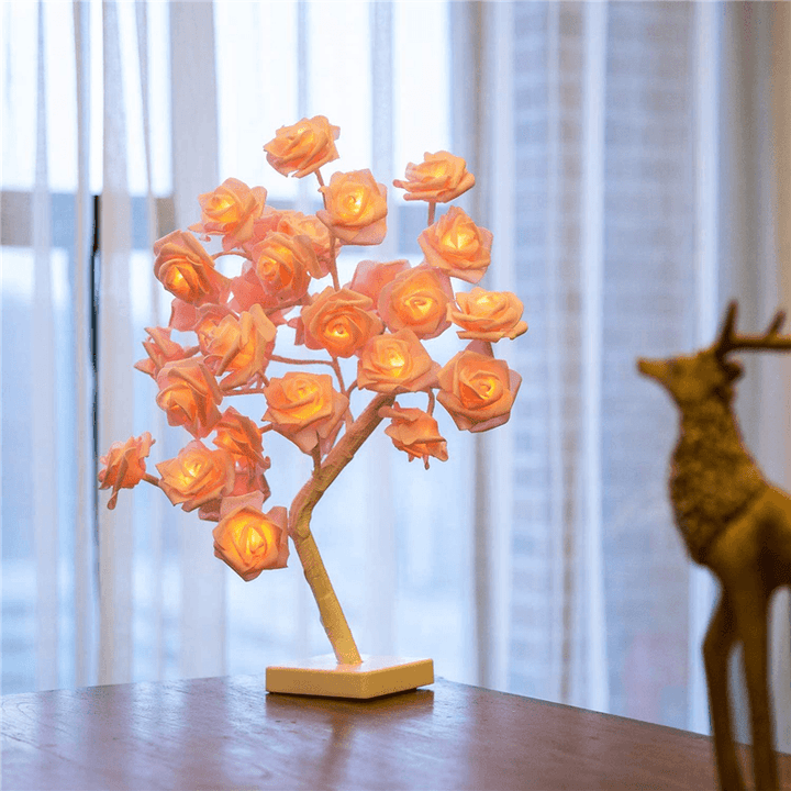 Battery Powered USB LED Rose Flower Fairy Tree Light Home Party Decoration Lamp - MRSLM