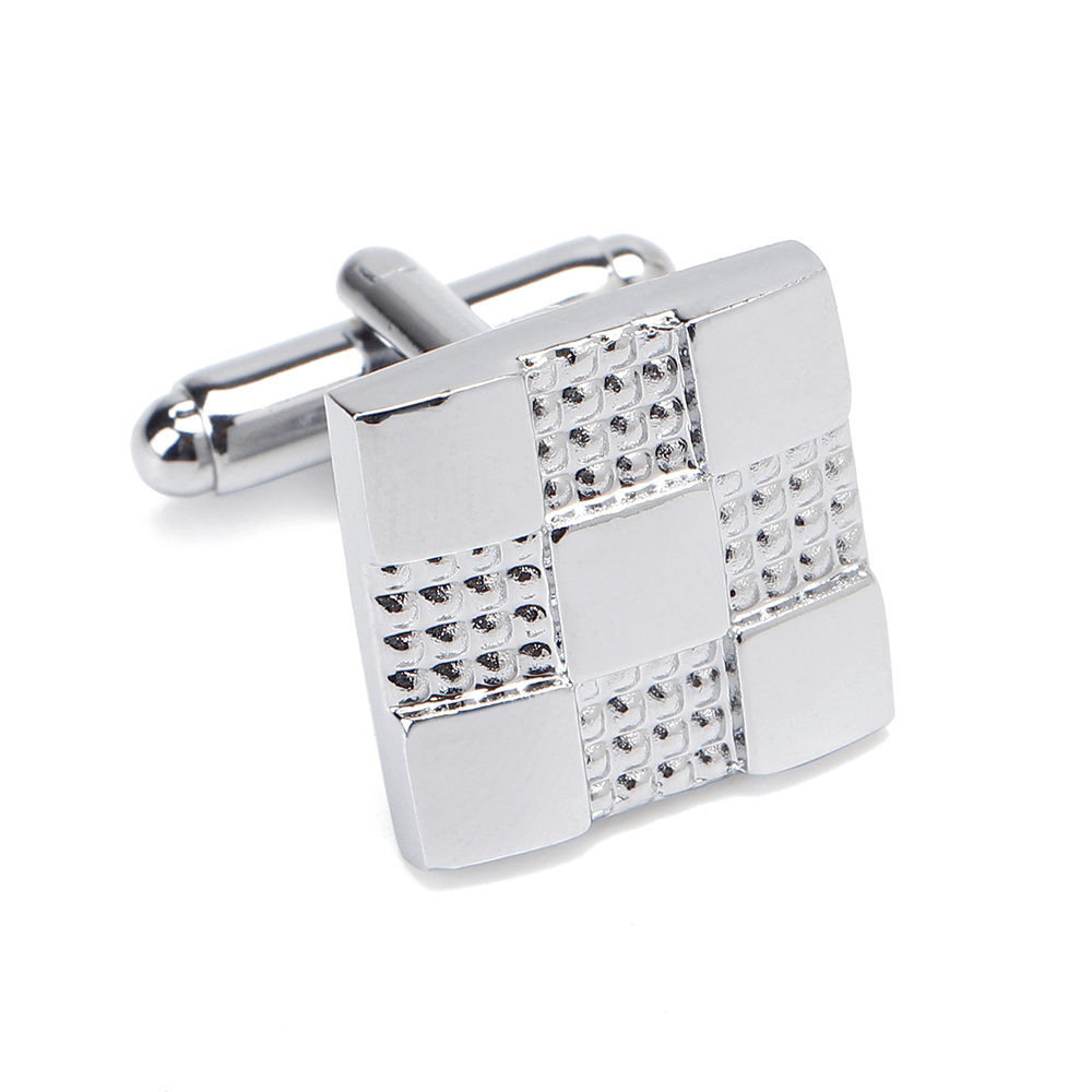 Unisex Silver Grid Cufflinks Business High-Grade Tie Clip - MRSLM