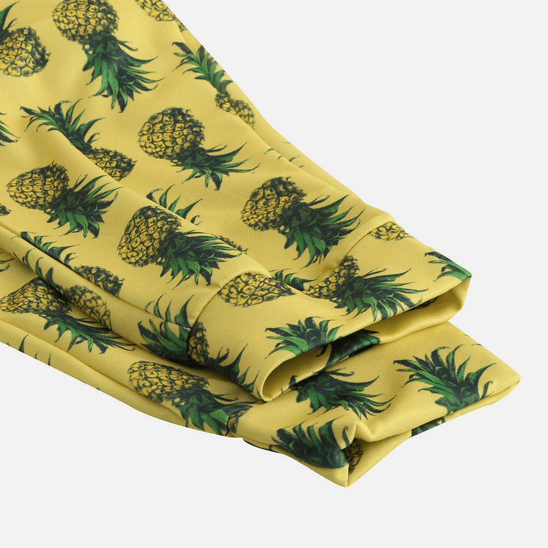 Men Pineapple Printed Hawaiian Style Cotton Casual Pants - MRSLM