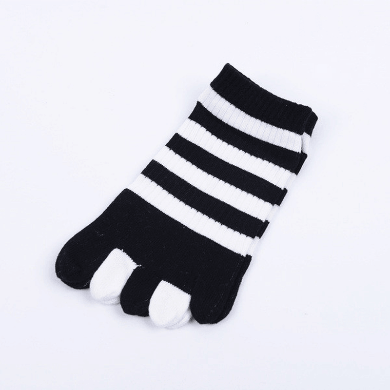 Women Wide Stripes Comfortable Five Toe Socks - MRSLM