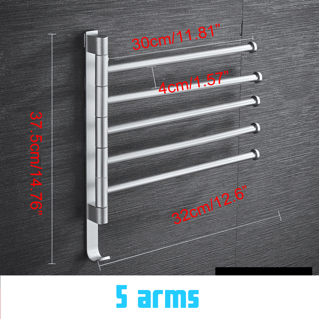 Bathroom Swivel Towel Rack Wall Mounted Heavy Duty Towel Shelf Towel Holder - MRSLM