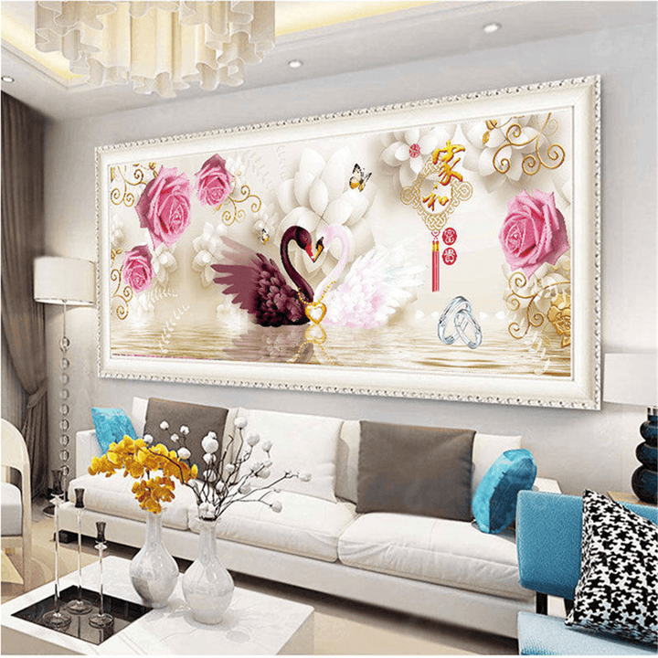 DIY Embroidery 5D Diamond Painting Swan Cross Stitch Full Bead Kit Home Decor - MRSLM