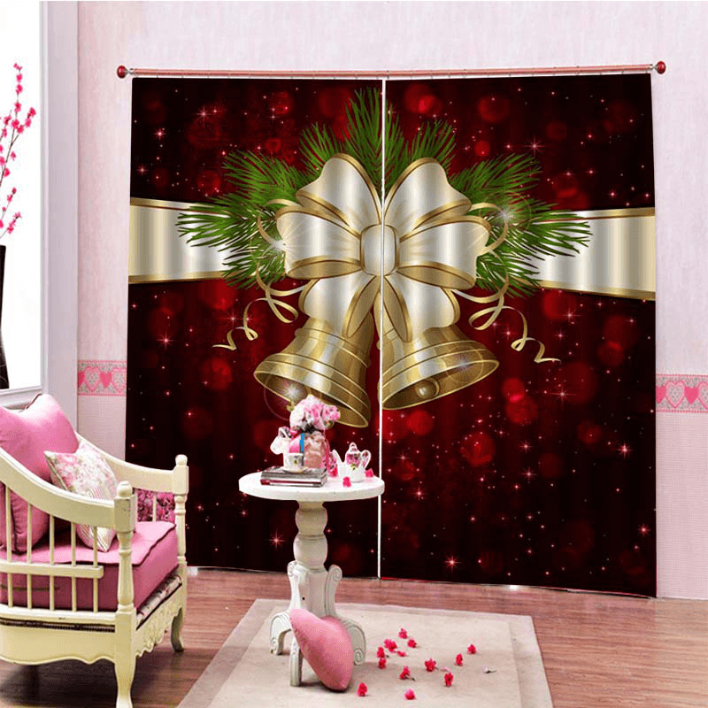 2PCS 3D Print Window Curtain Drapery Door Screen Panel for Christmas Decoration - MRSLM