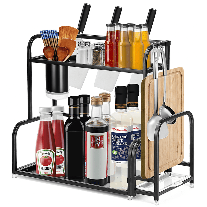 2-Tier Kitchen Countertop Spice Rack Organizer Cabinet Shelves Holder Rack - MRSLM