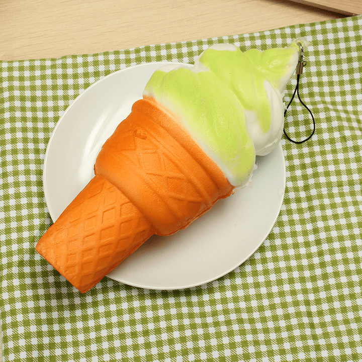 Squishy Jumbo Ice Cream Cone 17Cm Slow Rising Soft Collection Decor Gift Phone Bag Strap - MRSLM