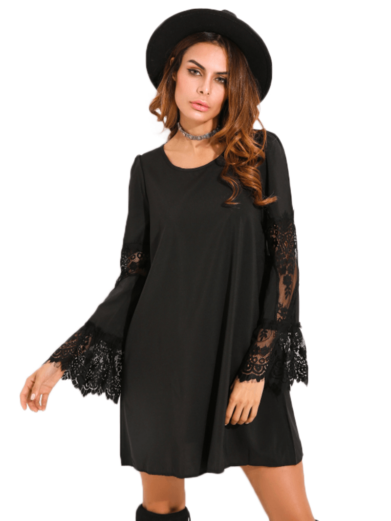 Women Crochet Lace Hollow Out Dress - MRSLM