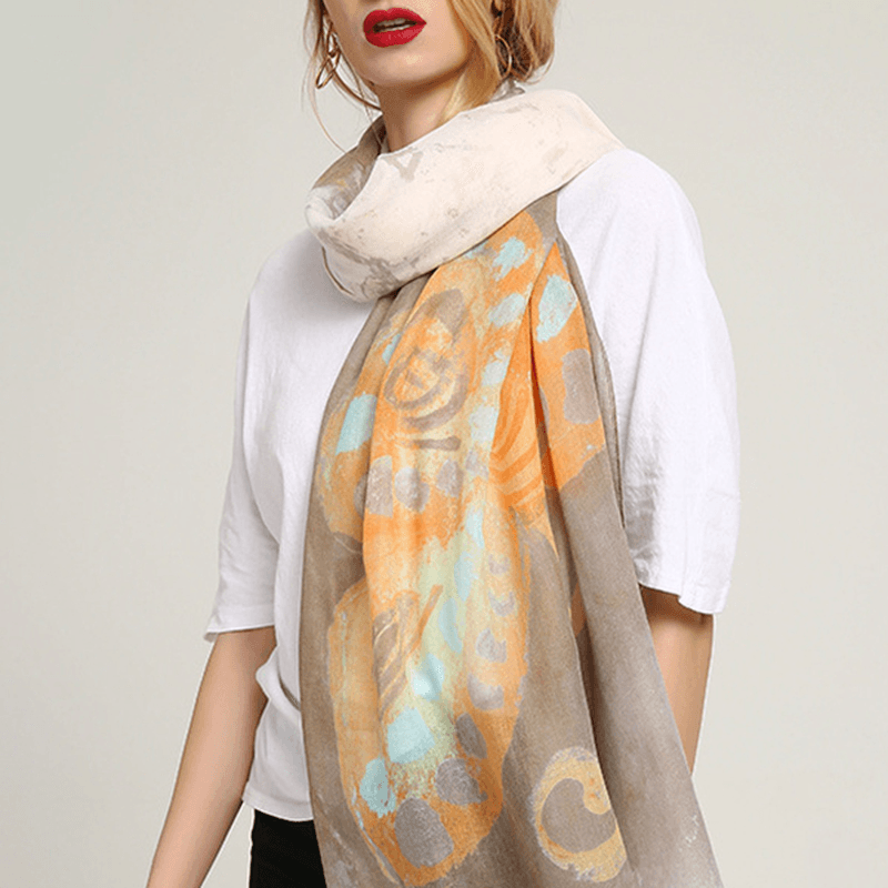 Women Fashion Printing Butterfly Scarf Beach Outdoor Shawl - MRSLM