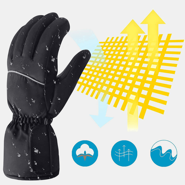 Unisex Touchscreen Battery Heated Windproof Warm Full-Finger Heating Gloves - MRSLM