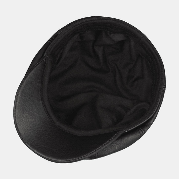 Men British Casual First Layer Cowhide Octagonal Hat Retro Waterproof Windproof Warm Painter Hat Newsboy Hat - MRSLM