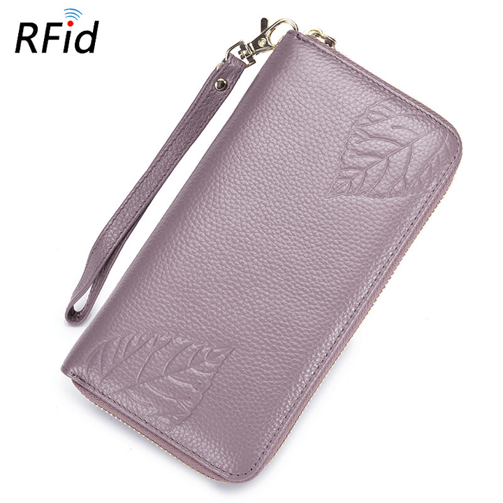 RFID Genuine Leather 6Inch Phone Bag Long Wallet - MRSLM