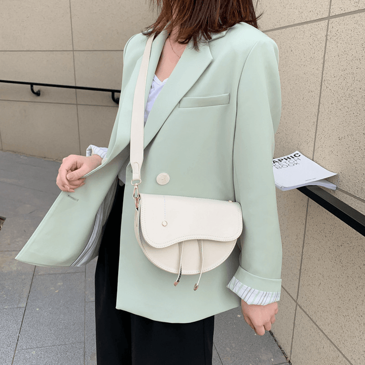 Women Irregular Shape Solid Casualc Saddle Bag Shoulder Bag - MRSLM