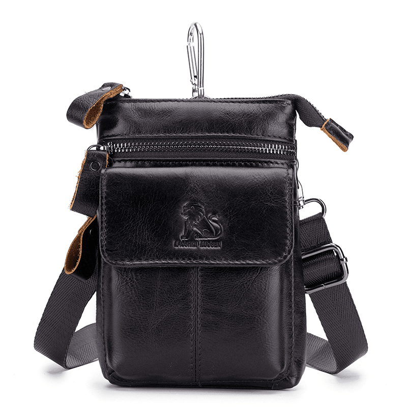 Men Genuine Leather Multi-Carry Crossbody Bag Cowhide Bag - MRSLM