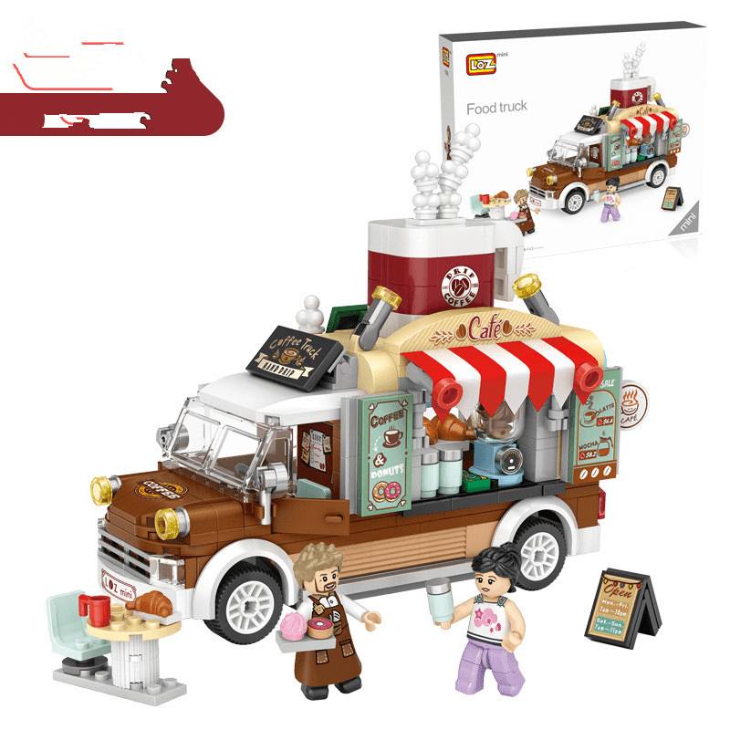 Lizhi Mini Food Truck Small Particles Assembled Building Blocks Pizza Truck 1739 Model Toy - MRSLM