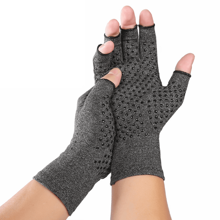 KALOAD 1 Pair Sports Anti-Skid Compression Gloves Health Care Half Finger Gloves Arthritis Pain Relief Gloves - MRSLM