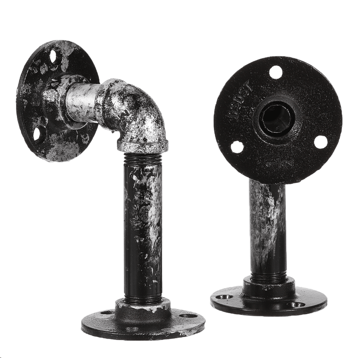 2Pcs Industrial Steel Pipe Shelf Bracket DIY Rustic Heavy Duty Decor Shelves - MRSLM