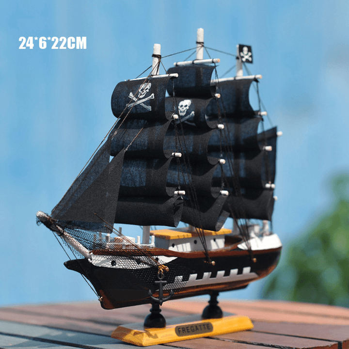 DIY Assembly Pirate Ship Assembly Model Wooden Sailing Boat Scale Decorations - MRSLM