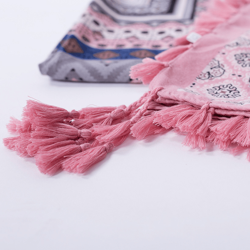 Ethnic Style Fringed Jacquard Square Scarf - MRSLM