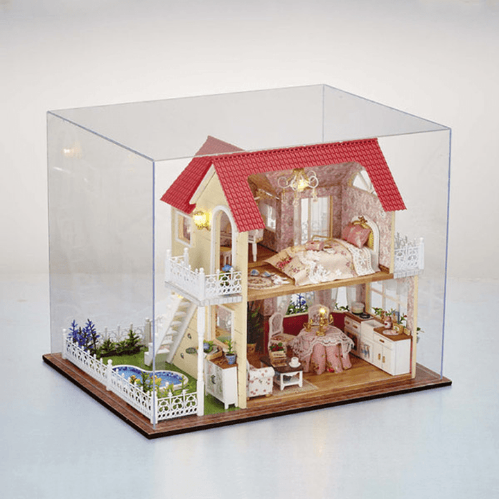 Cuteroom DIY Transparent Display Box Dust-Proof Cover Dollhouse Princess Room - MRSLM