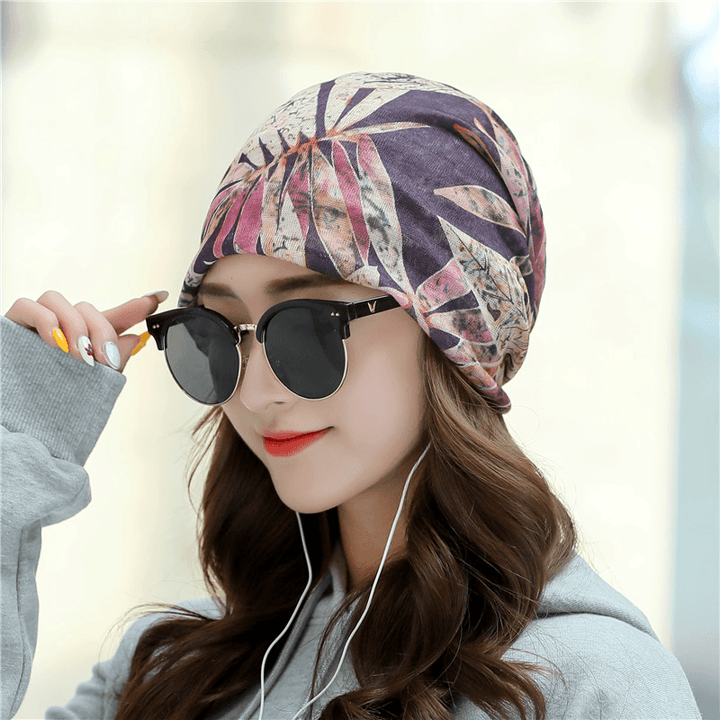 Leaf Retro Beanie Print Chemotherapy Caps - MRSLM