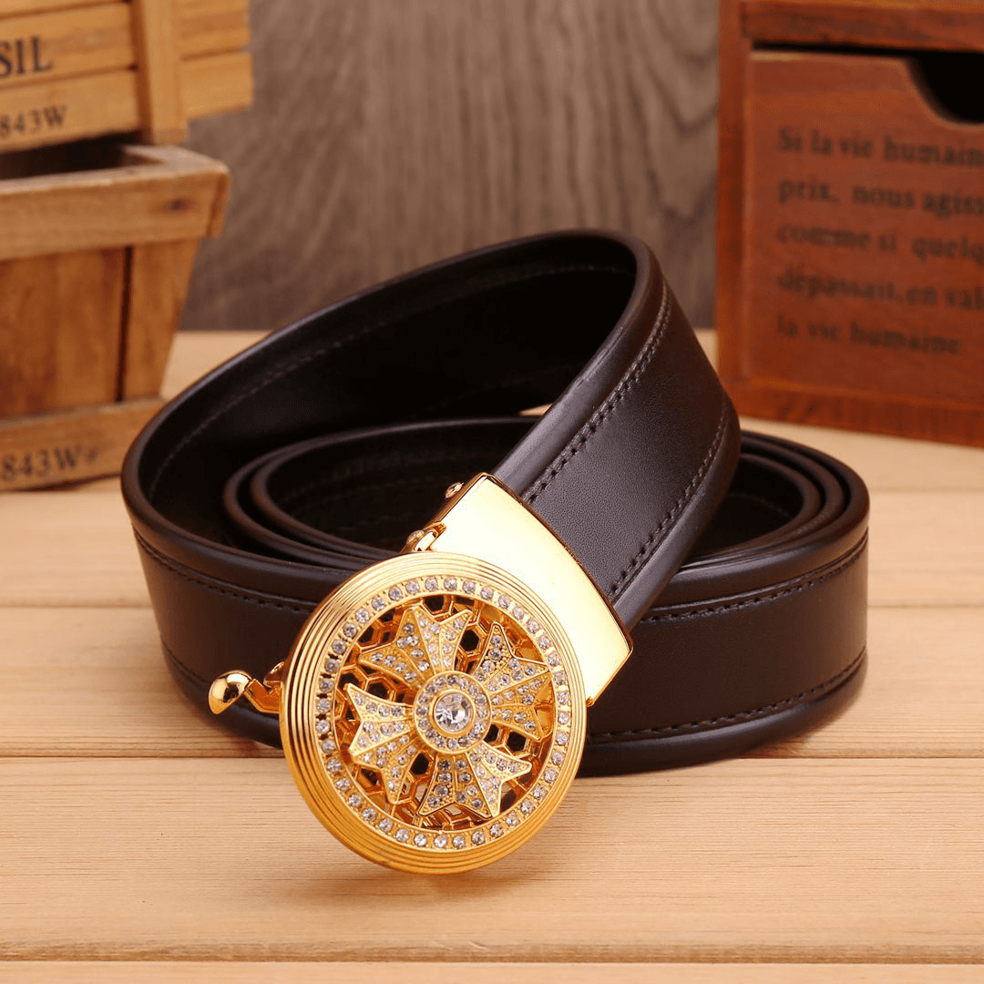 125CM Genuine Leather Embossed Waist Belt - MRSLM