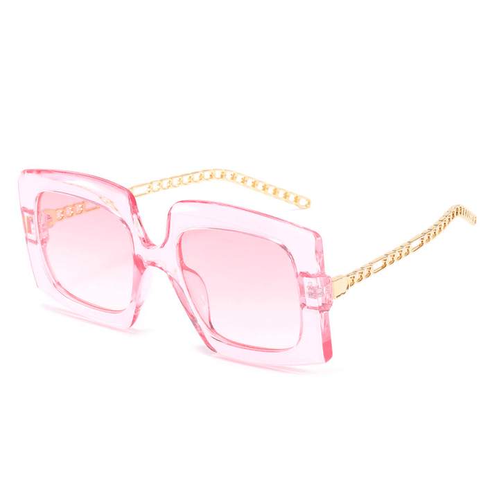 Fashion Women'S Metal Chain Cat-Eye Square-Frame Sunglasses - MRSLM