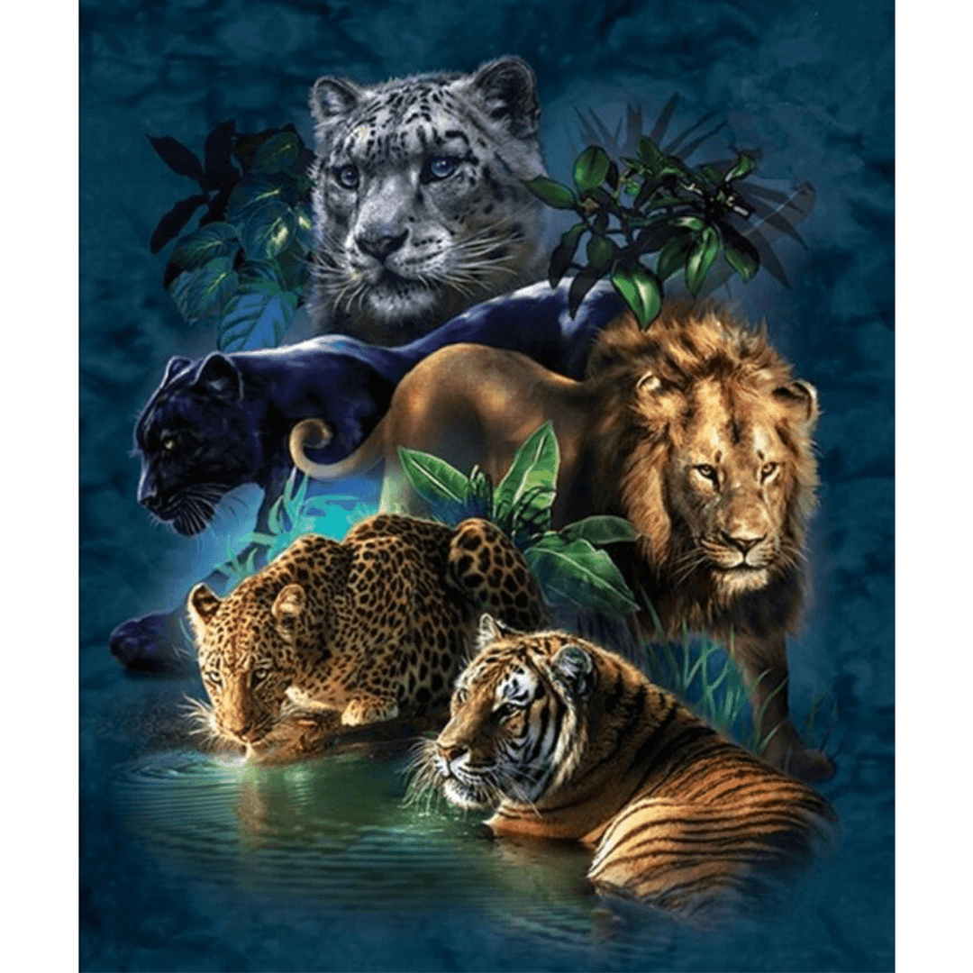 DIY 5D Diamond Paintings Tiger Lion Embroidery Cross Crafts Stitch Tool Kit - MRSLM