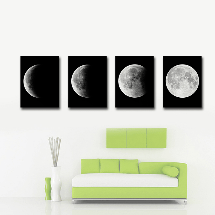 Miico Hand Painted Four Combination Decorative Paintings Gradient Moonlight Wall Art for Home Decoration - MRSLM